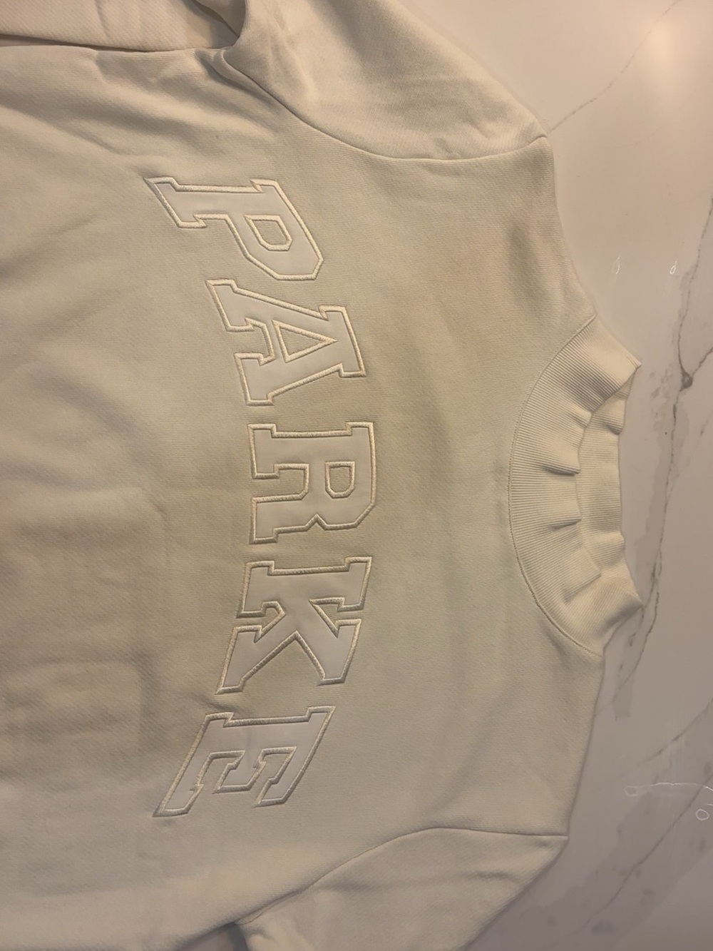 PARKE Sweatshirt Bridal Varsity Mockneck Pearl - Picture 2 of 5